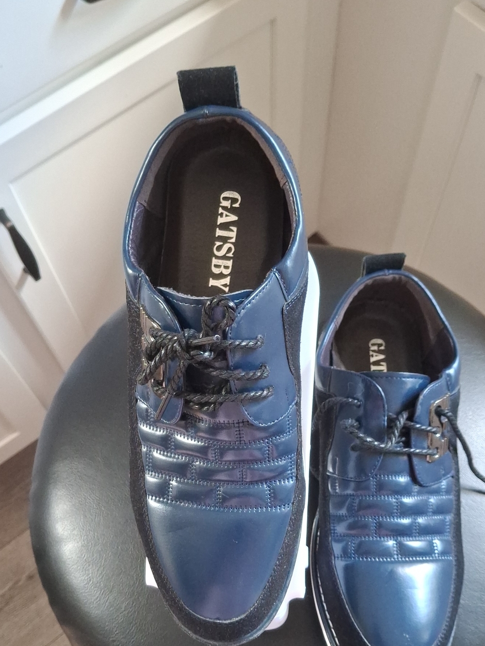 Gatsby Men's Navy Leather-Trim Sneakers